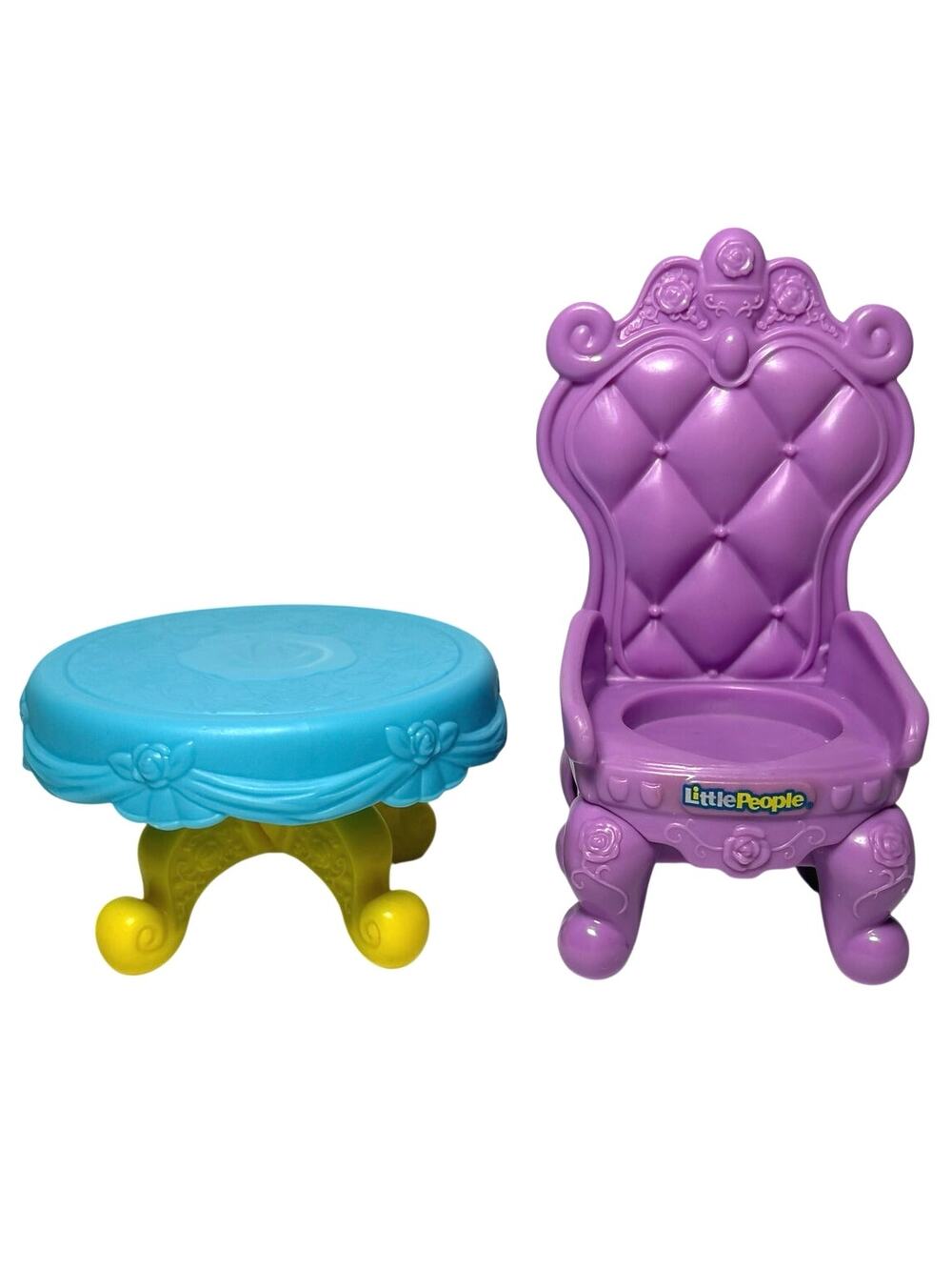 Fisher Price Little People Time for Tea w/Belle Replacement BLUE TABLE & CHAIR